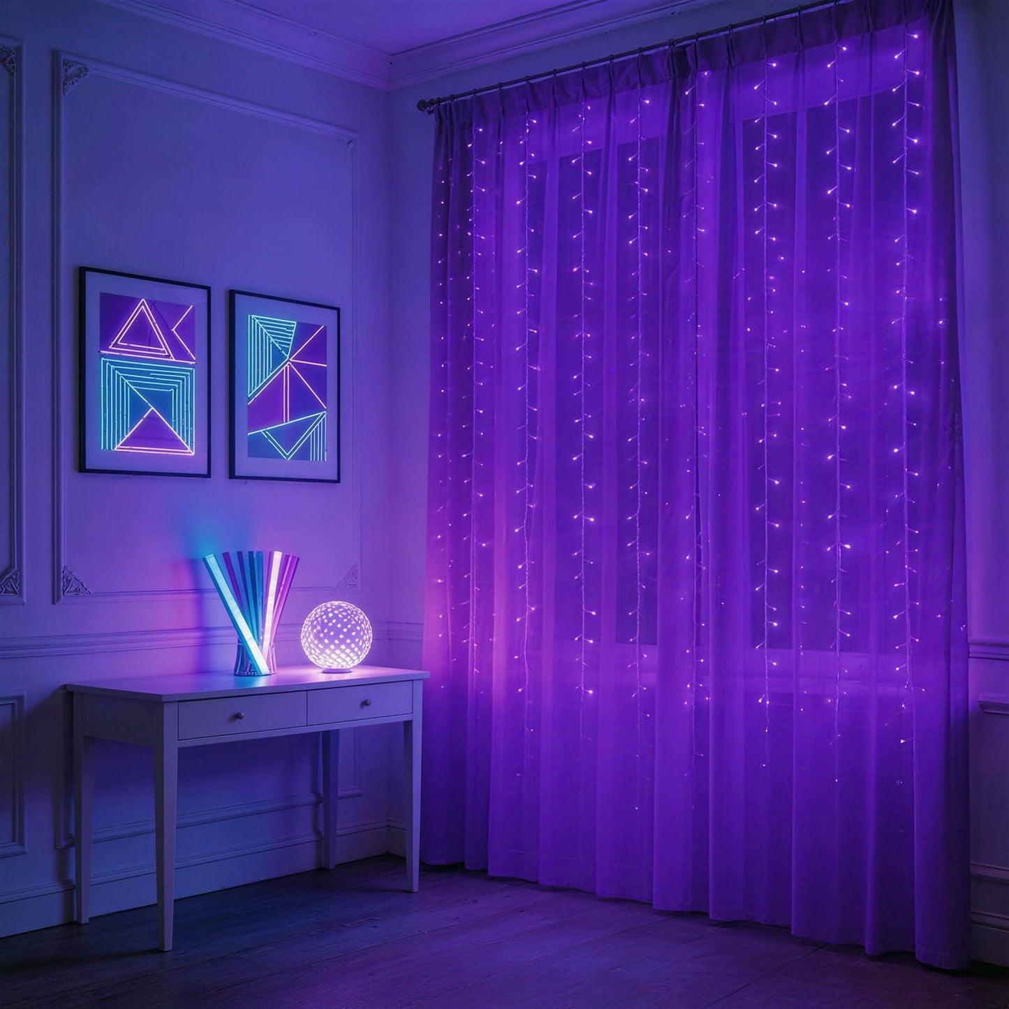 Solhice Black Light Curtain String Lights for Glow Party 10ft x10ft 306 LEDs, Blacklight with Remote Control for Halloween Bedroom Birthday Fluorescent Party Indoor Décor