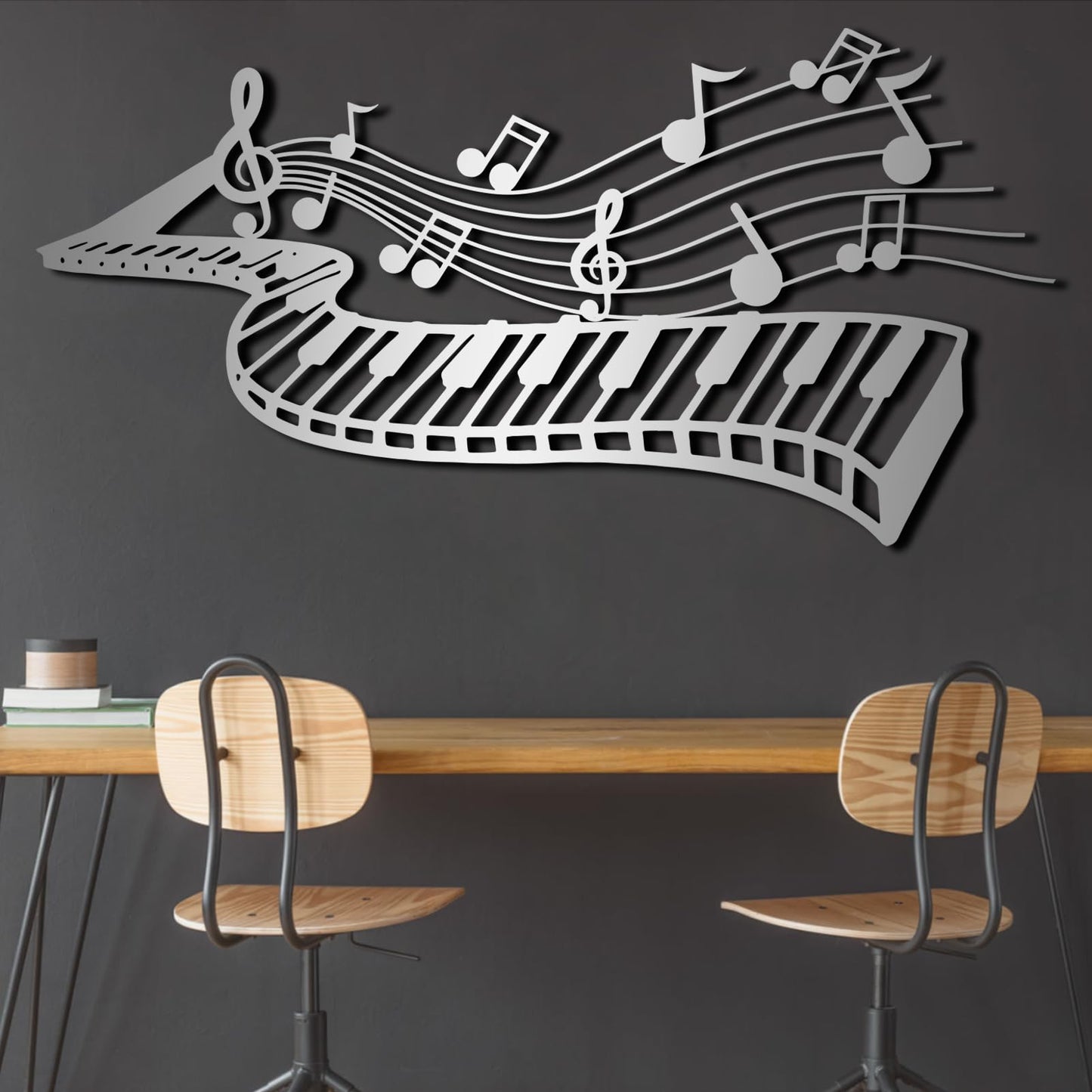 Music Wall Art,Music Metal Note For Wall,Musical Notes Decorations,Music Metal Wall Decor,Piano Wall Art,Musical Notes Wall Decor,Metal Wall Art for Bedroom,Living Room (Black, 35"x18" | 90x46cm, metal wall art)