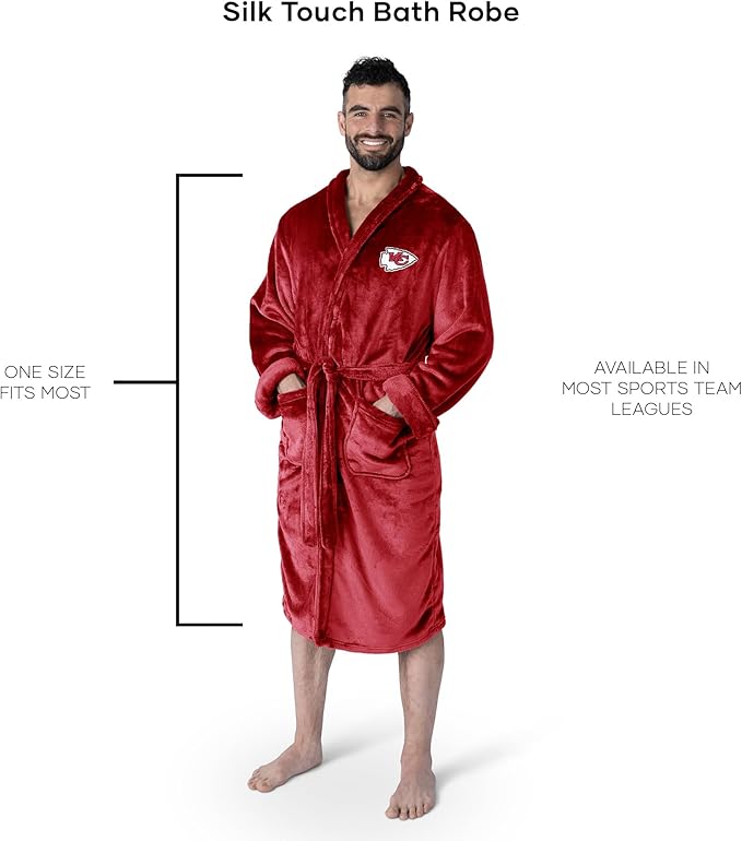 NFL Adult Unisex Silk Touch Bathrobe, Officially Licensed Loungewear, Soft Plush Polyester