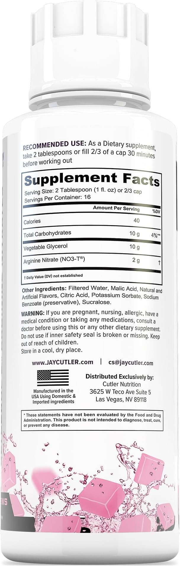 Liquid Pump - Glycerol and Arginine Nitrates for Optimized Pump pre-Workout Liquid Caffeine Free Non stim pre-Workout for Energy and Performance and nictic Oxide Booster | Pink Fruit Chews Flavor