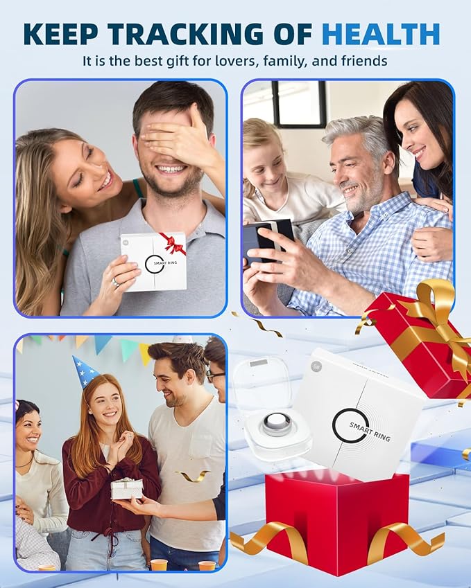 Smart Ring for Women Men Fitness Ring with Step Counting, Heart Rate, Blood Oxygen, Blood Pressure, Sleep Monitoring, IP68 Waterproof for iPhone and Android, No Subscription Fee,Silver 7#