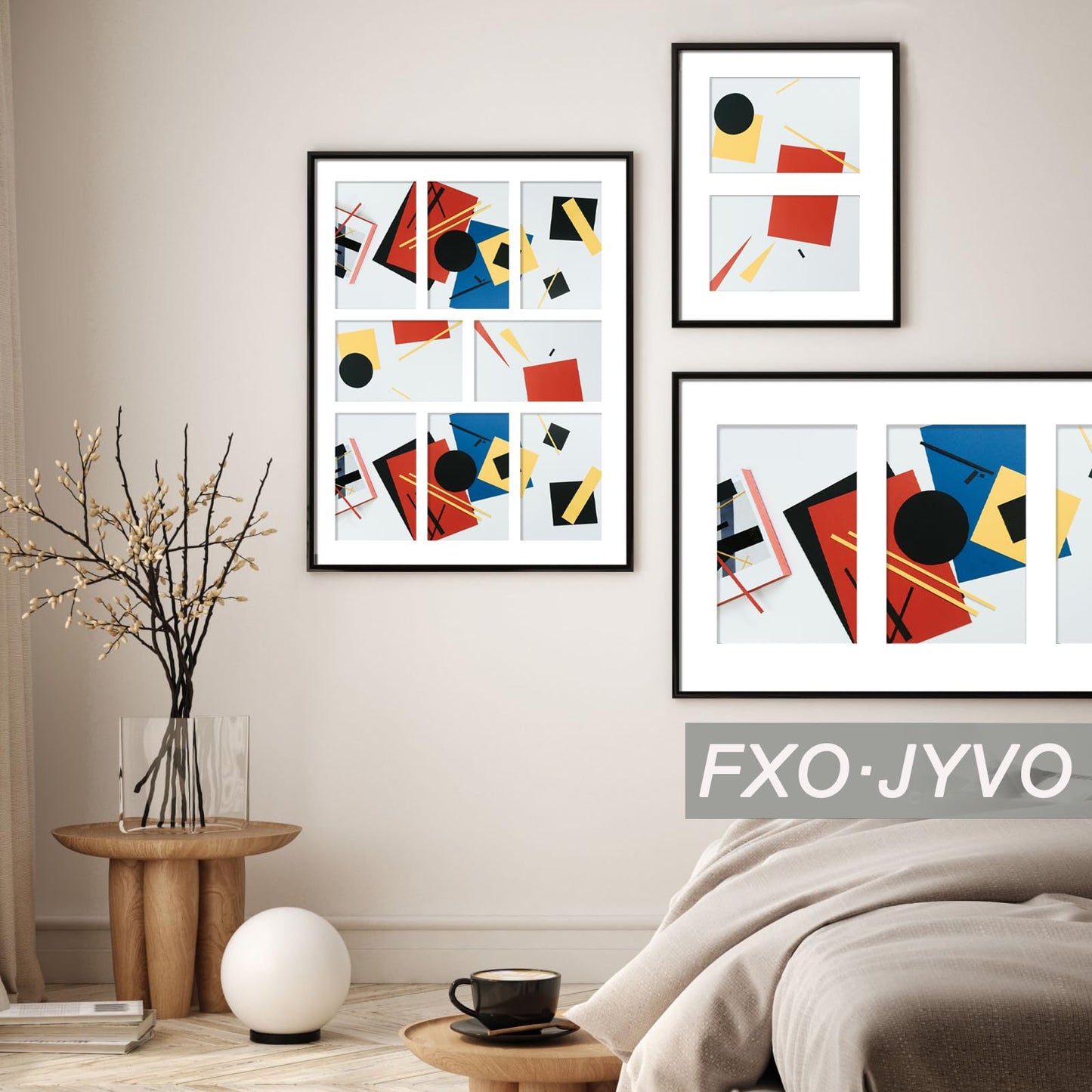 Fxojyvo 4x6 Picture Frame Collage, Display 8 4x6 Picture Collage or 13x17 Photo Only Without Mat, Light Weight and High Transparent Frame for Wall - 1 Pack/Black/8-Openings