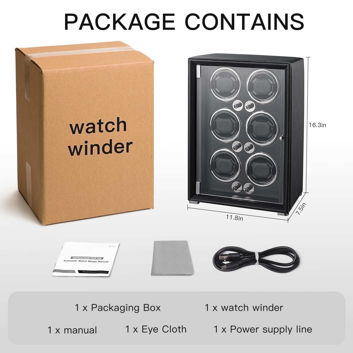 KOHUDIS Watch Winder for 2/4/6/9 Automatic Watches, high-end Leather Making, Super Quiet Mabuchi Motor, Two Power Modes, Built-in led Lights (Apricot, 6 Slots)