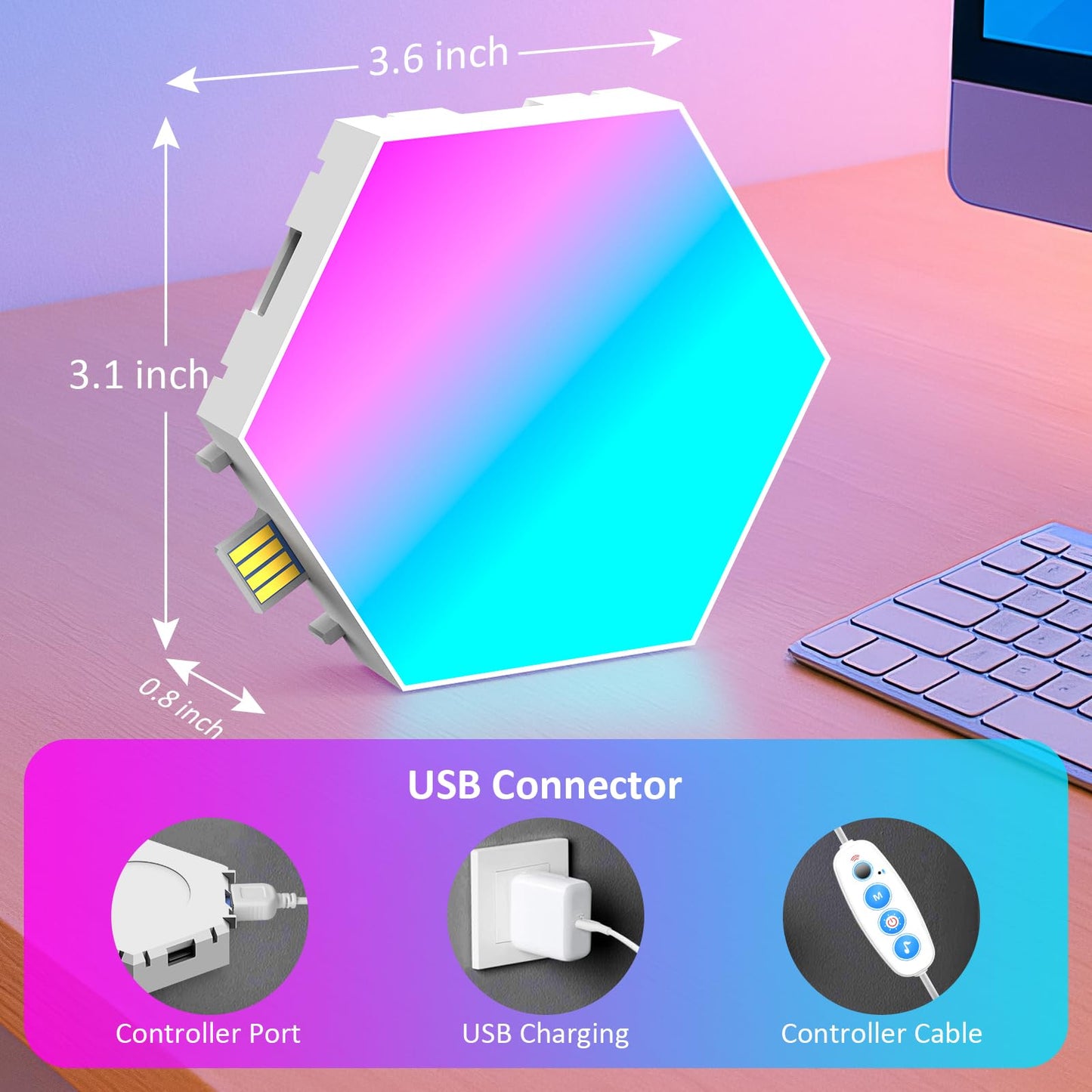 MeRGBWLife 12 Pack Hexagon LED Wall Light Panels – RGB Smart Lights with APP & Remote, Music Sync Honeycomb Design – Modular Gaming Wall Decor for Bedroom, Kids Room, and Living Room