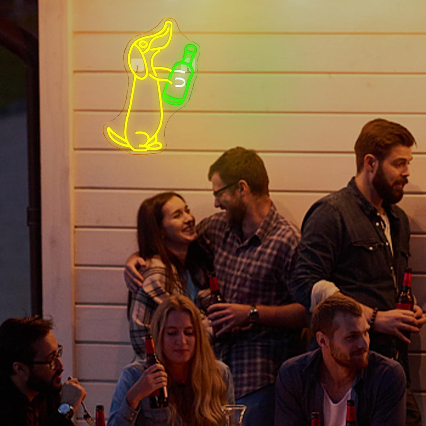 NOSUN Dachshund Beer Neon Sign Dog Drink Beer Neon Signs for Wall Decor Bar Neon Light Cute Animal Light up Signs for Bedroom Men Cave Birthday Party Decor Gift for Dog Lover Yellow Light Sign