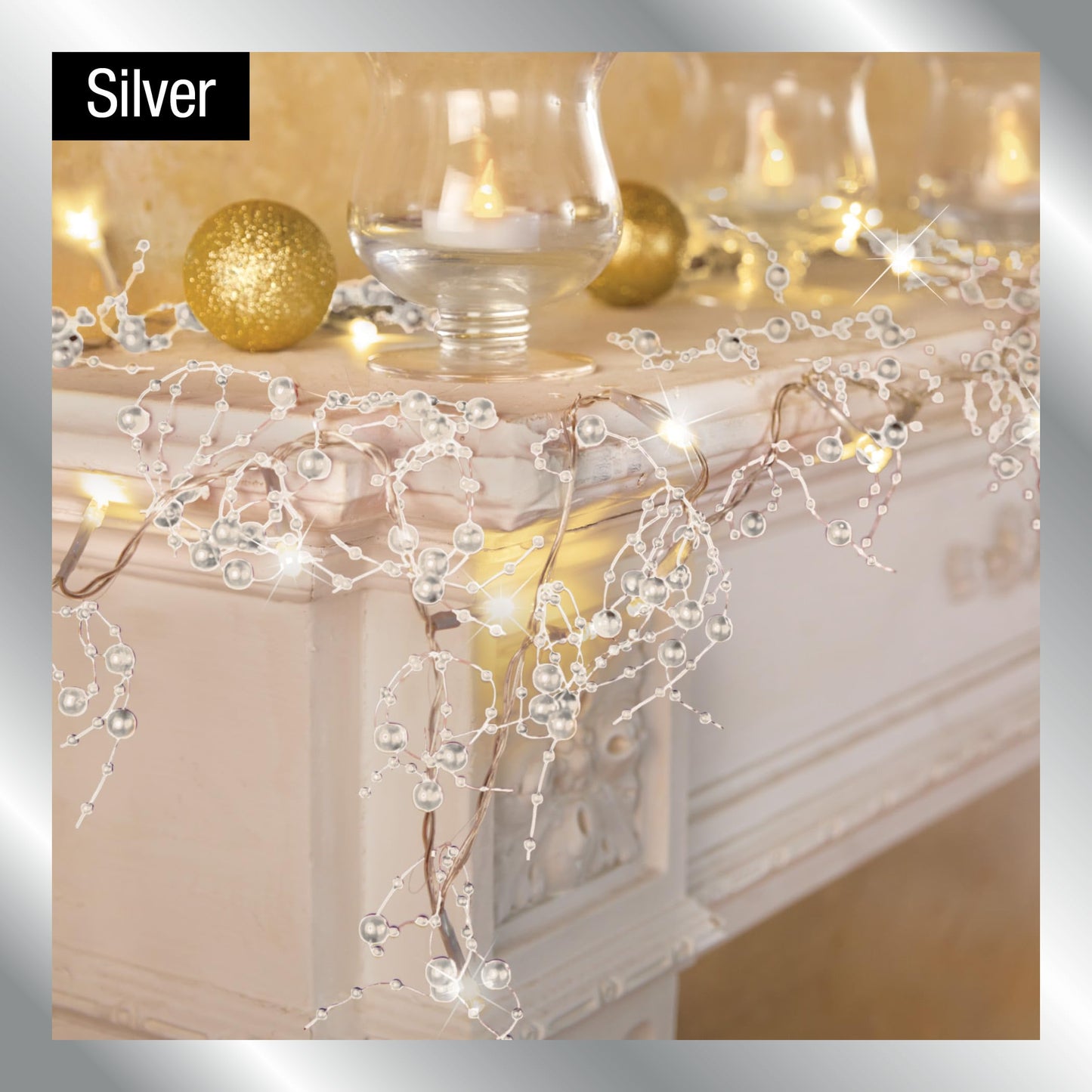 Collections Etc Indoor Christmas Decorations, Festive Lighted Berry Beaded Garland Red- 120" L