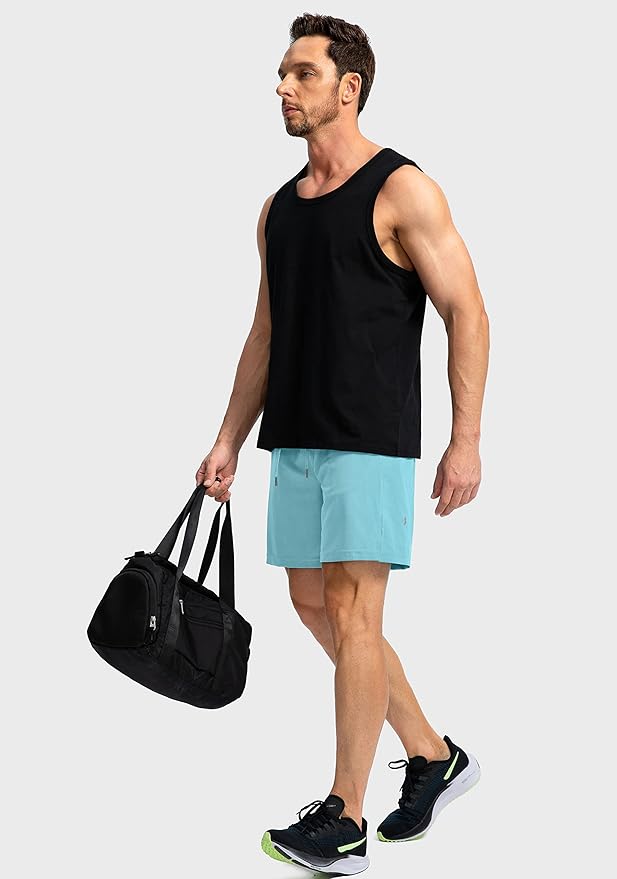 Men's Running Shorts with Zipper Pockets 9 Inch/ 7 Inch / 5 Inch Lightweight Quick Dry Gym Workout Athletic Shorts for Men(9 inch)