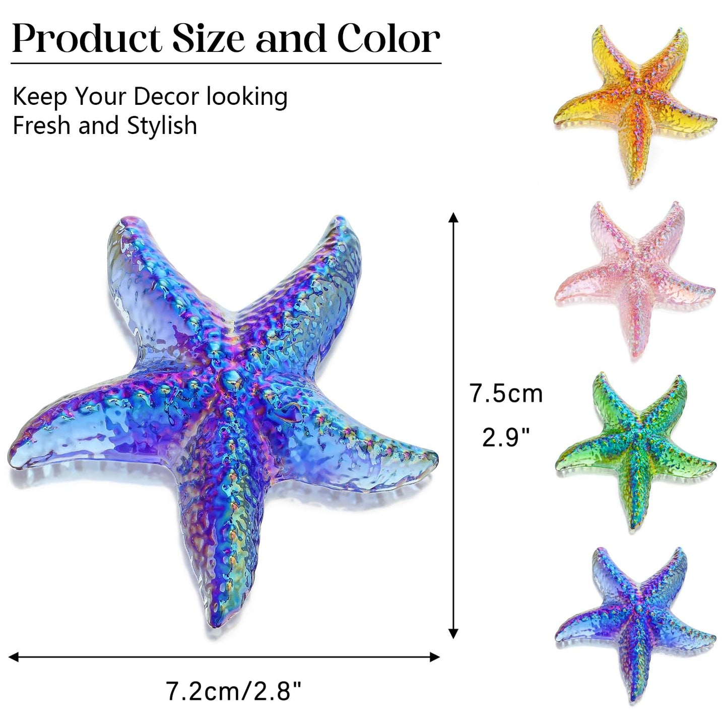 H&D HYALINE & DORA Hand Blown Glass Star Fish Figurines Blue Sea Animal Ornament for Home Decor,Tiny Glass Sea Animals Collectible for Seasonal Gift