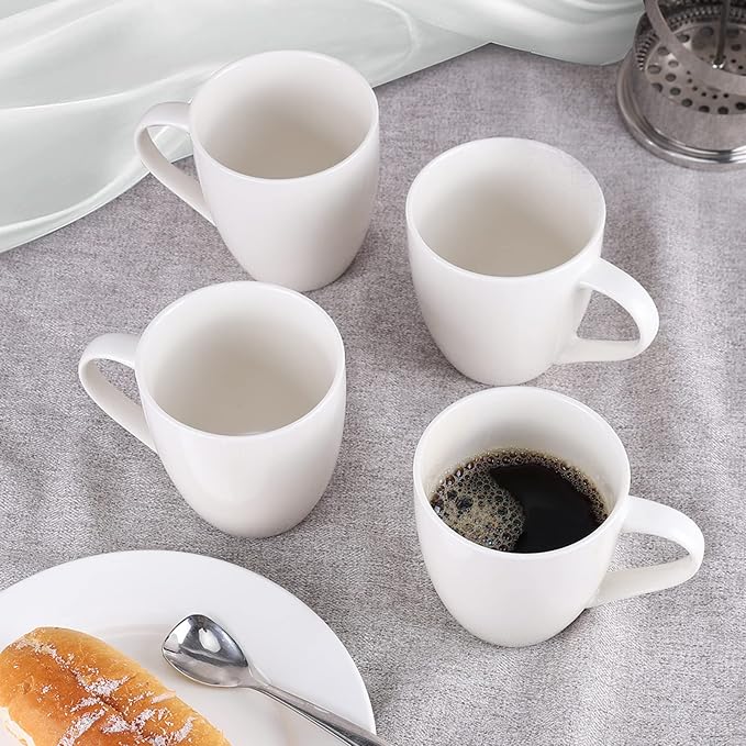 Mfacoy White Coffee Mugs Set of 4, 16 Ounce Mug with Handles, Ceramic Coffee Cups, Porcelain Mugs Sets, Large Coffee Mugs for Coffee, Tea, Hot Cocoa, Milk, Microwave and Dishwasher Safe
