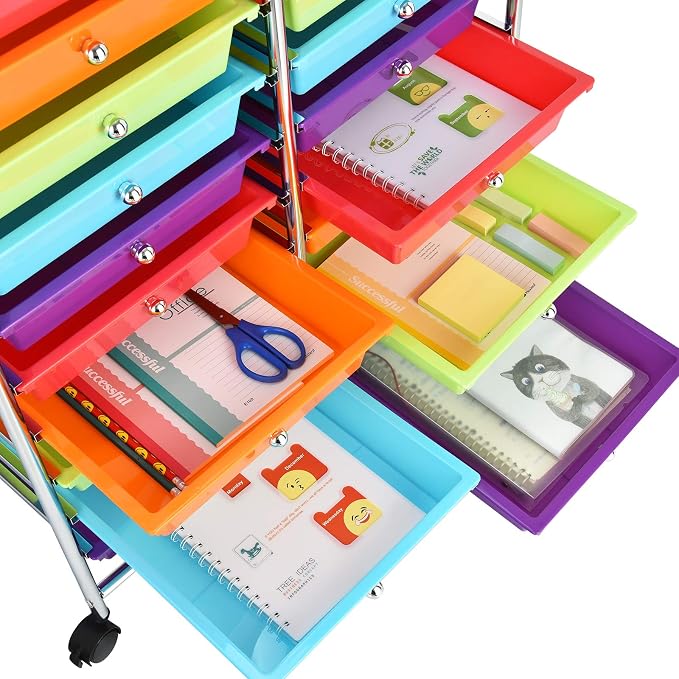 Giantex 20-Drawer Storage Drawer Cart, Rolling Organizer Cart for Office School Tools Scrapbook Paper, Utility Rack on Wheels (Multicolor)