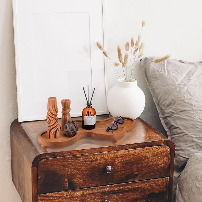 Uiifan Wood Cloud Perfume Tray Irregular Jewelry Decorative Tray for Women Trinket Dish Ring Holder Dish Room Aesthetic Decor Birthday Housewarming Gift(Brown)
