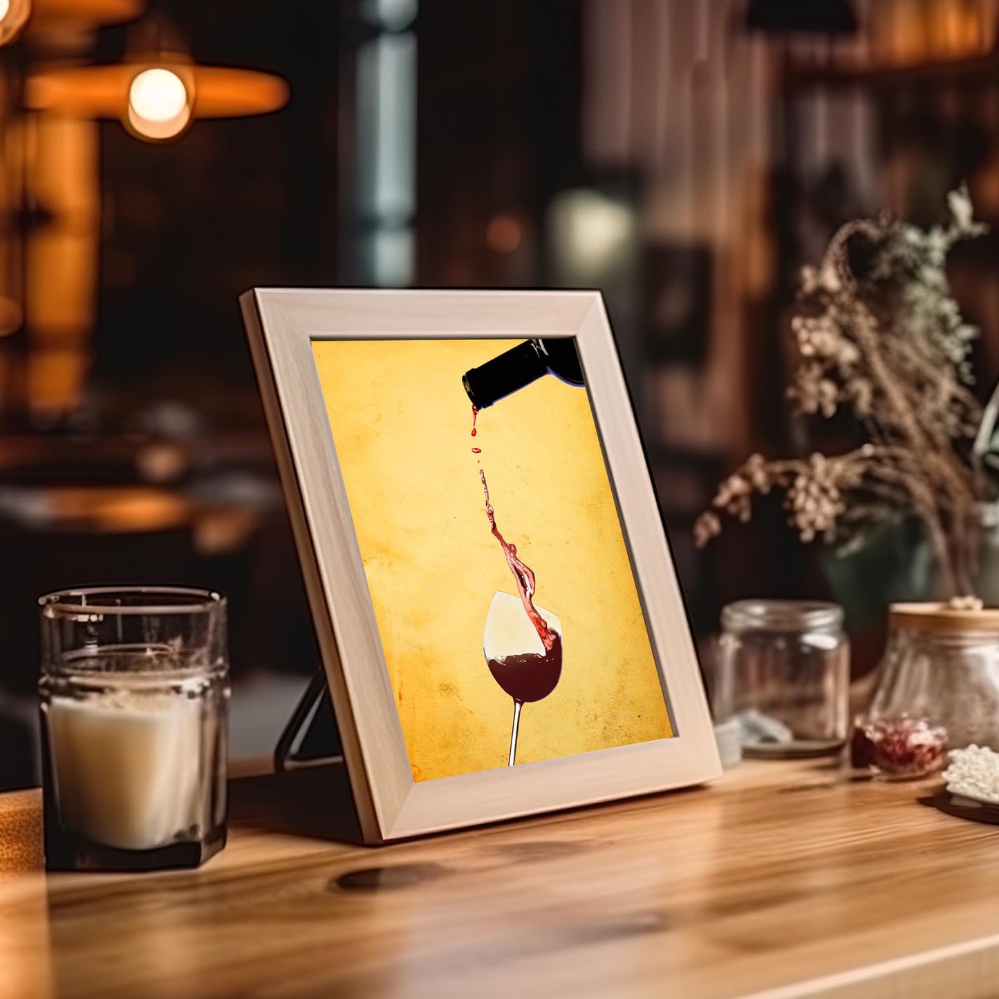 AMERICAN LUXURY GIFTS Red Wine Pouring Glass - Modern Elegant Beverage Wall Art - Kitchen Dining Room Bar Decor & Hostess Gift - 8x10 Unframed Print