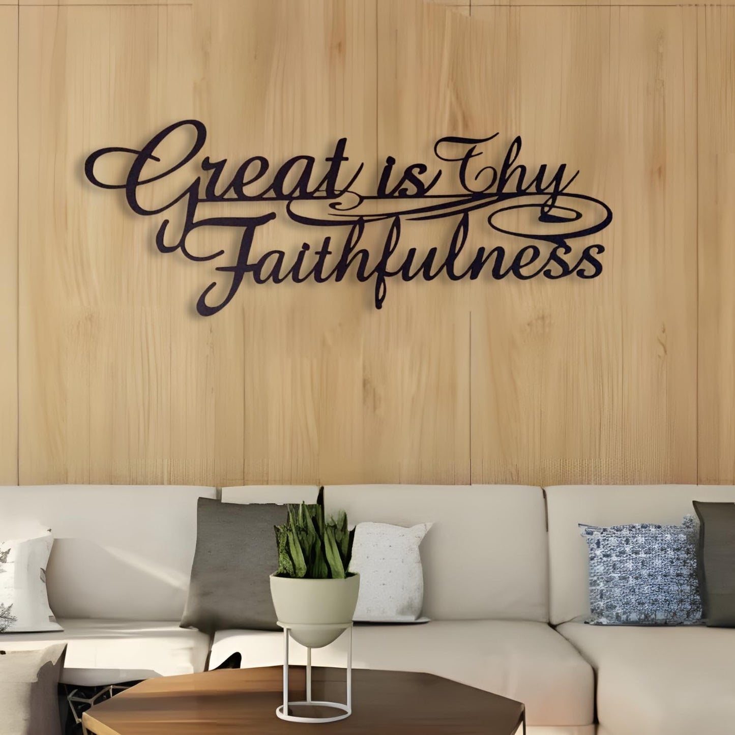 Bisamu Great is Thy Faithfulness Metal Wall Art, Scripture Quote Wall Decor for Home Office Church, Inspirational Gift for Her, Pastor, Baptism (39" x 15" | 100 x37cm)