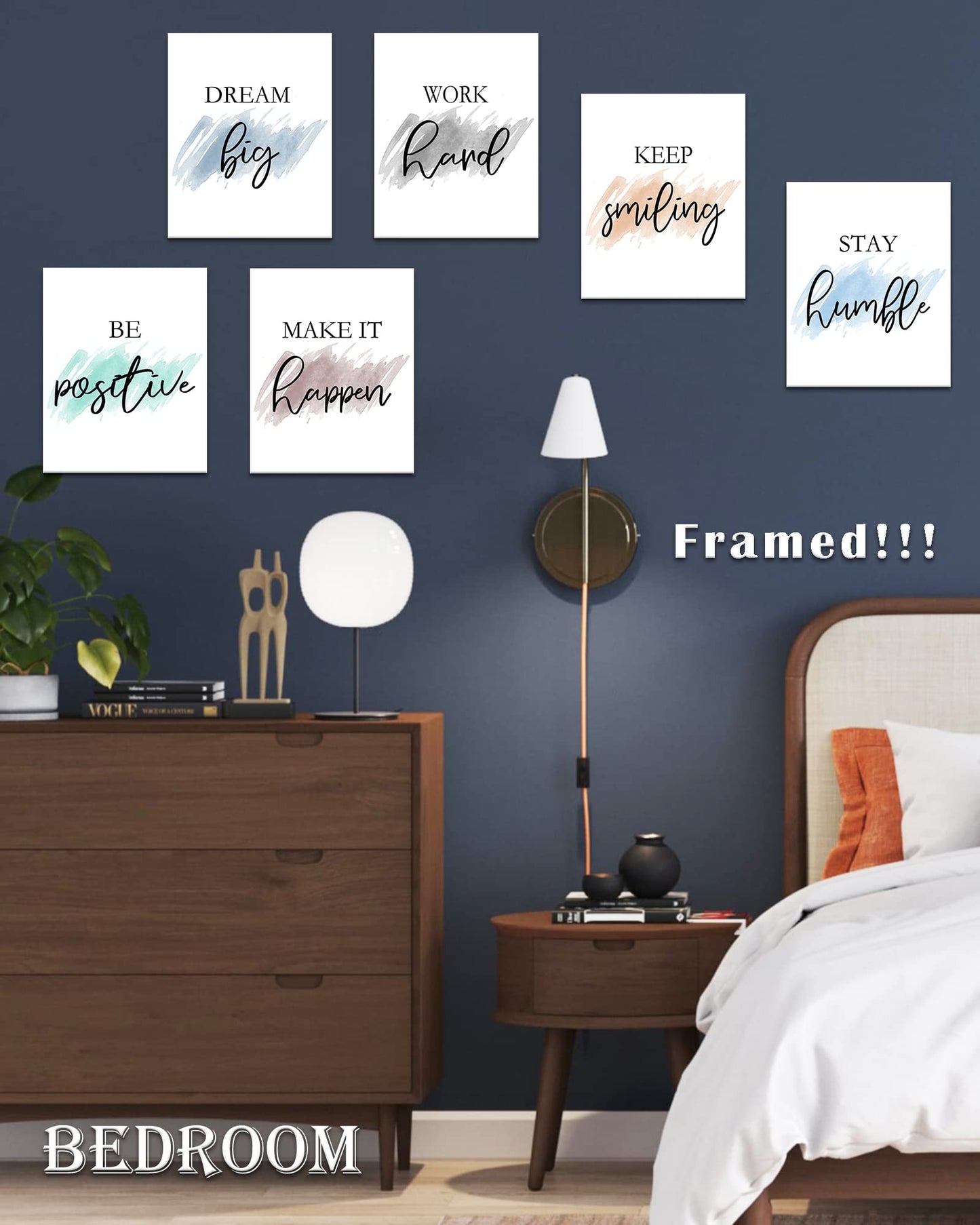 ๐๐ฟ๐๐ผ๐๐บ Motivational Wall Decor Inspirational Office Wall Art Quotes Wall Art for Living Room Encouraging Canvas Posters for Office Bedroom Sayings for Wall Decor - 8โ x10โ x6 PCS (๐๐ฟ๐ฎ๐บ๐ฒ๐ฑ)