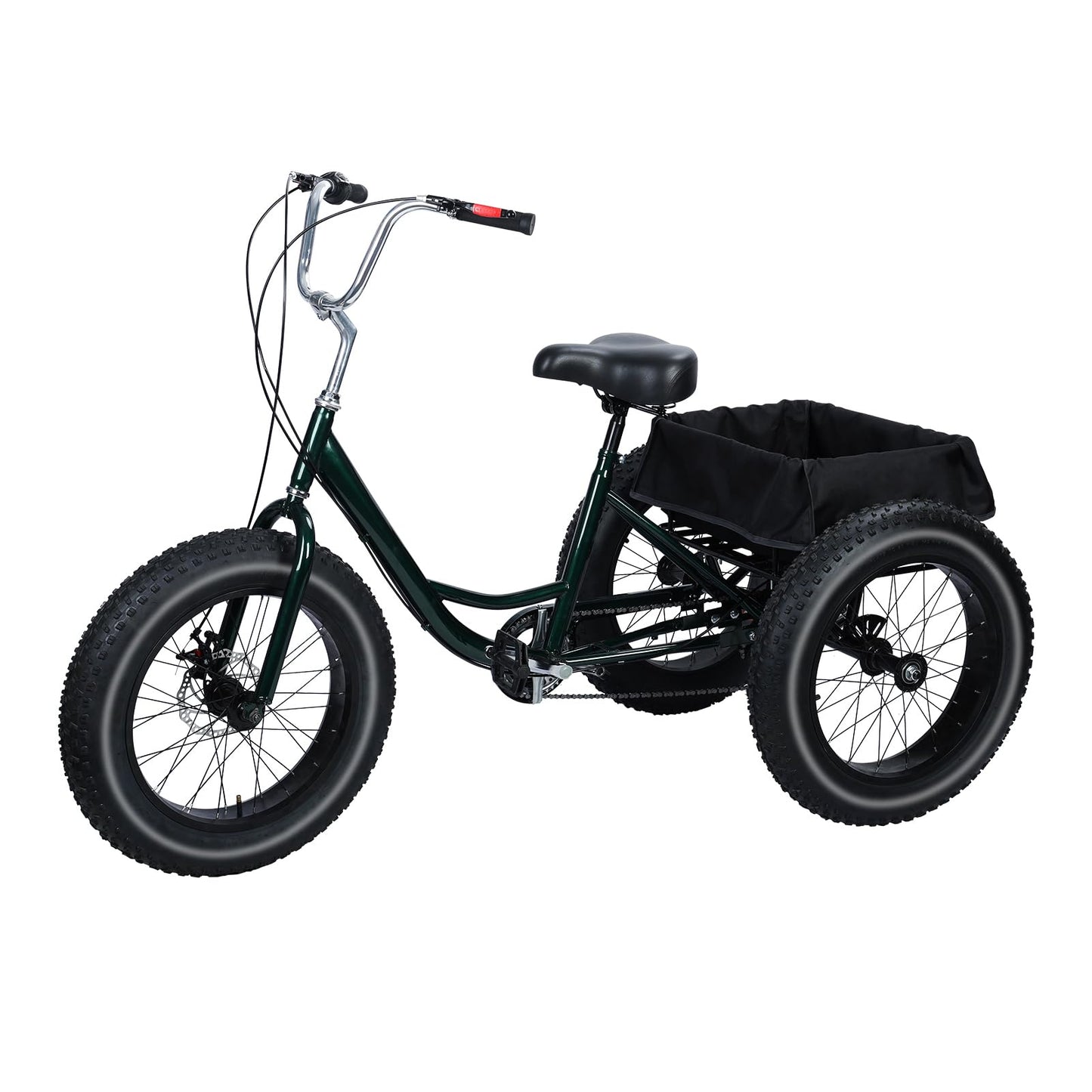 Tacarlha Tricycle for Adults, 20 Inch Fat Tire Trike for Adults, 7-Speed Adult Tricycle 20x4 Fat Tire Trike with Dual Disc Brakes & Rear Basket, 450lbs Capacity Cruiser 3 Wheel Bikes