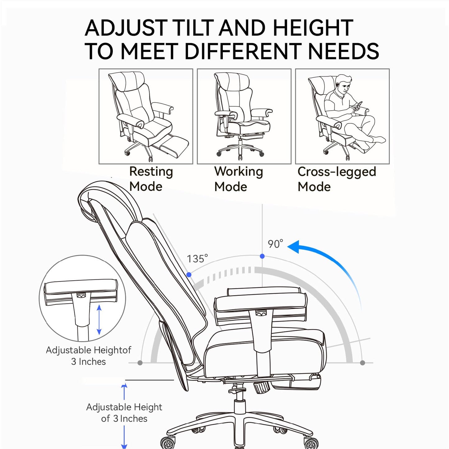 Efomao Big and Tall Office Chair for Women 400lbs - Heavy Duty Executive Desk Chair with Footrest & 23" Wide Seat - High Back Computer Chair for Heavy People, Home Office, Pink