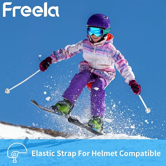 Freela Kids Ski Snowboard Goggles for Toddler(3-14) Youth Anti Fog Anti UV Goggles Girls Boys Snow Skiing Equipment