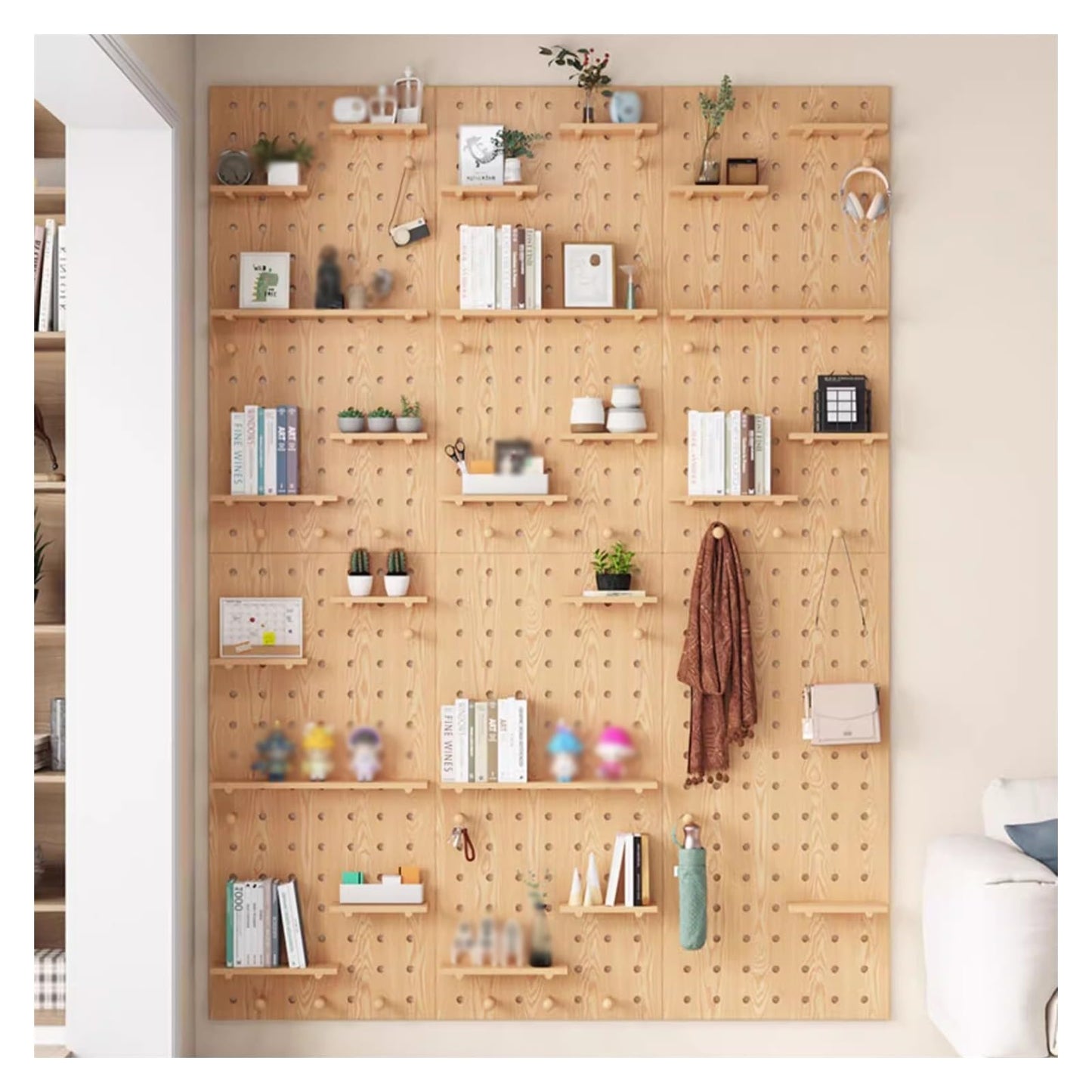 Grid Display Rack Grid Panel for Retail Display Floor Standing Flat Panel Display Stand,Pegboard Panels,Wooden Pegboard Shelves,Wall Mount Display Peg Boards Kit,Pegboard Wall Organizer Pegb