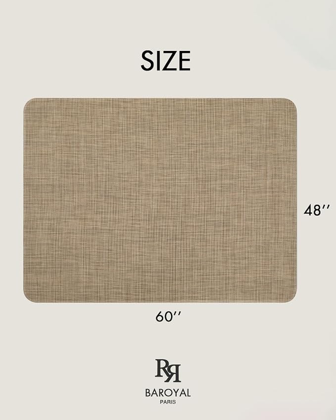 BARoyal Office Chair Mat for Hardwood Floor Under Desk Computer Rolling Chair Mat for Wood/Tile Floor Non-Slip Heavy Duty Desk Rug PVC Plastic Hard Floor Protector 48" x 60"(Linen)