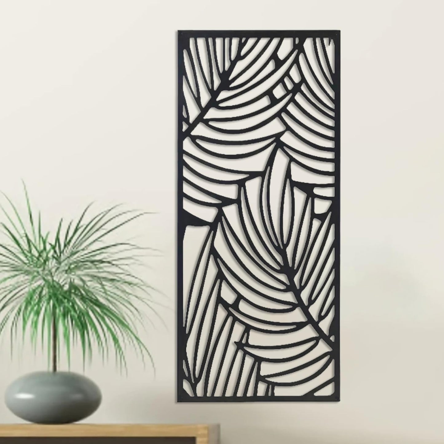 DUOOLN Metal Leaf Wall Decor Art, Minimalist Bohemian Tree Branches Leaves Sculpture Silhouette Ornament Hanging Sign for Home Balcony Garden Living Room Christmas Housewarming Gift-16.9 * 7.28in