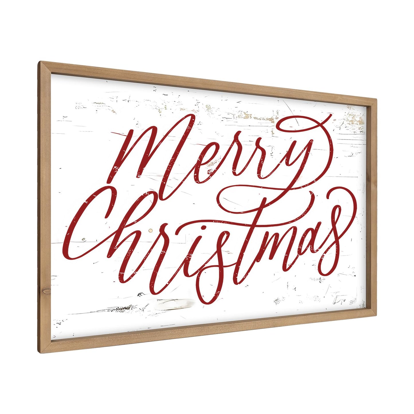 pechpell Merry Christmas Wall Decor Art Framed, 23.6×15.7 Inch Large Wooden Merry Christmas Sign, Xmas Holiday Indoor Living Room Bedroom Office Mantel Rustic Farmhouse Decorations for Home Kitchen