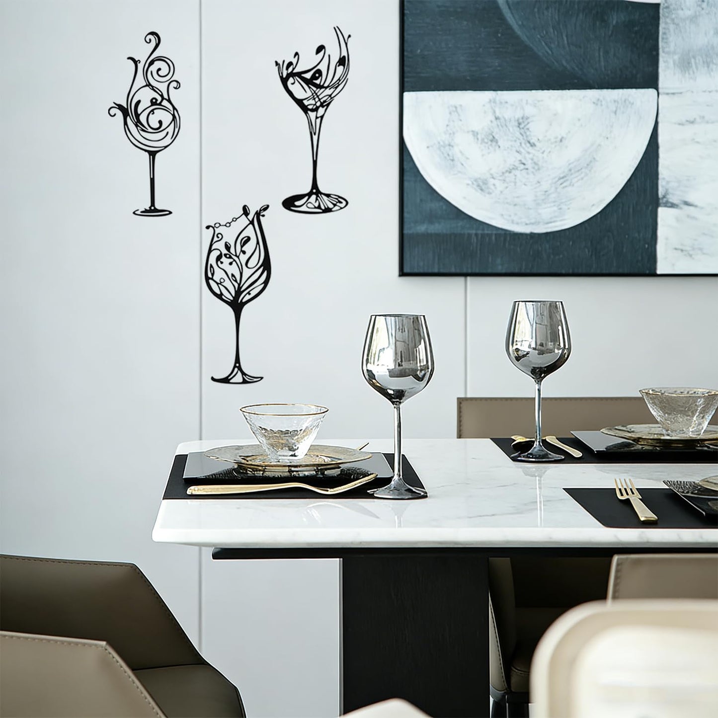 TYFYO 3 Pcs Wine Wall Art Decor - Black Metal Wine Signs Set of 3, Modern Industrial Bar Decor for Dining Room, Kitchen, and Entertaining Spaces - Unique Drinker Gift for Men and Women