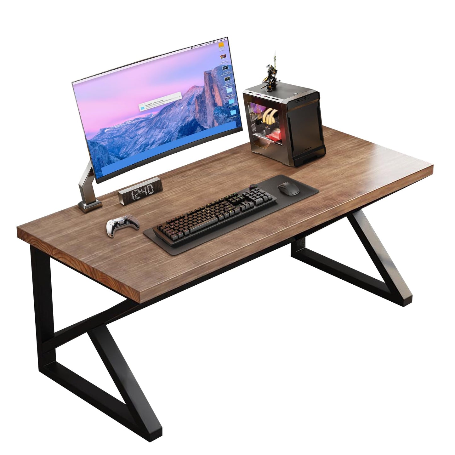 QZYJKJ 55inch Solid Wood Computer Desk,Large Office Desk Home Simple Modern Long Desk Study Writing Desk Dining Table for Home Office