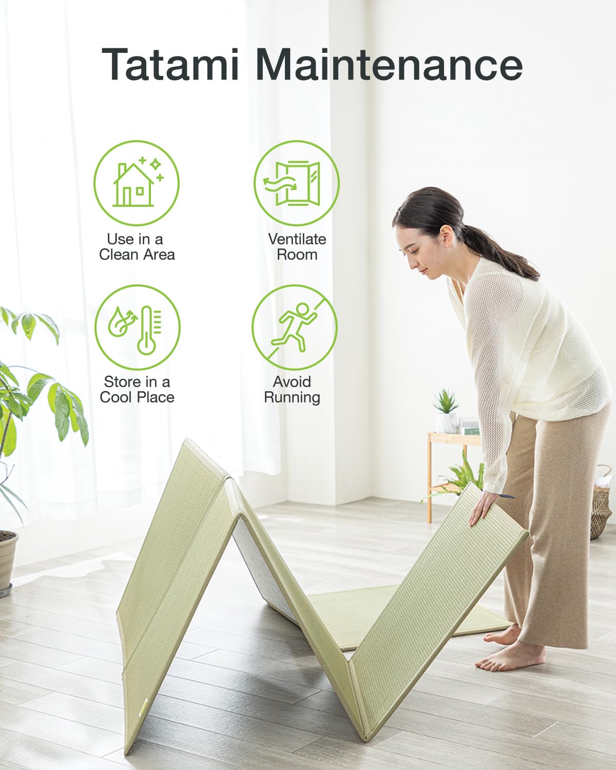 FULI Japanese Tatami Mattress, Foldable Igusa Rush Grass Tatami Rug, Natural Japanese Floor Mattress Mat Made in Japan, Full XL
