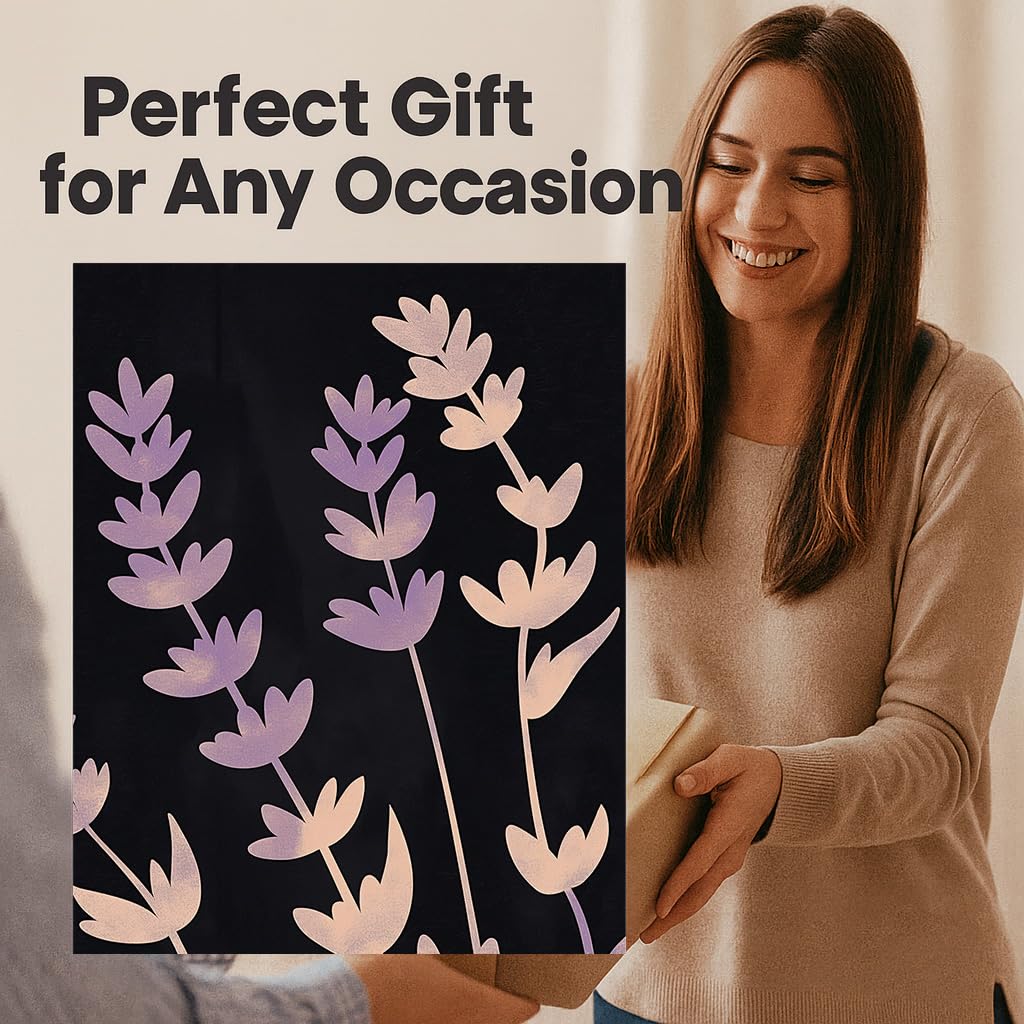 ZUKIY Night Lavender Silhouette - 8x10 Unframed Moody Lavender Wall Art - Purple Flower Wall Decor for Bedroom Office Living Room Hallway or Gallery Wall - Calming Botanical Decor Poster