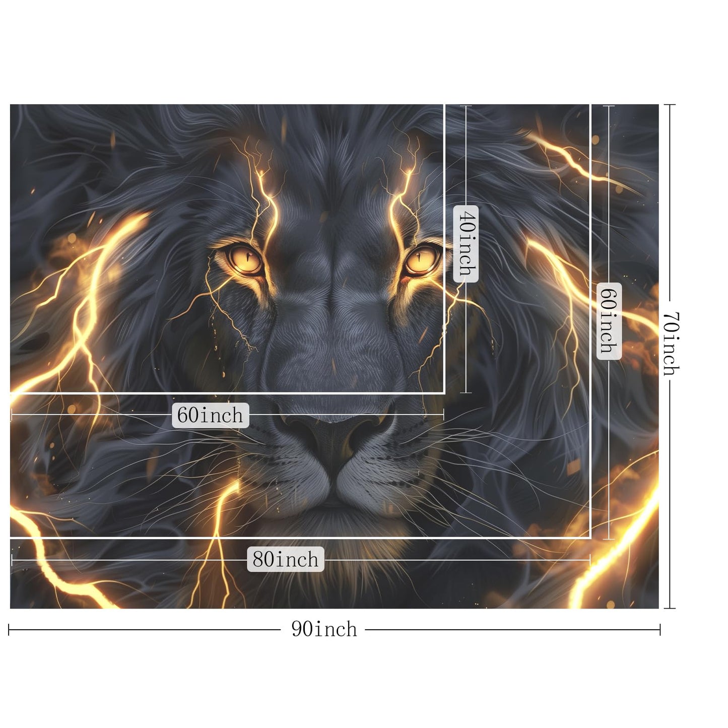 Sokdcam Cool Lion Tapestry Wall Hanging, Black and Gold African Lion Wild Animal Men Hippie Art Decor Tapestries, Wall Tapestries for living Room Bedroom Home Dormitory Decoration 60X40 Inch