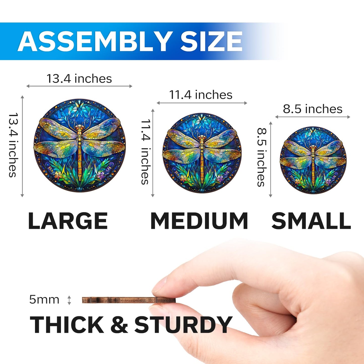 Jigfoxy Wooden Puzzles for Adults, Retro Dragonfly Wood Puzzles Adult, Unique Animal-Shaped Wooden Jigsaw Puzzles for Adults, Christmas Thanksgiving Gifts for Family and Friends (S-8.5*8.5in-100pcs)