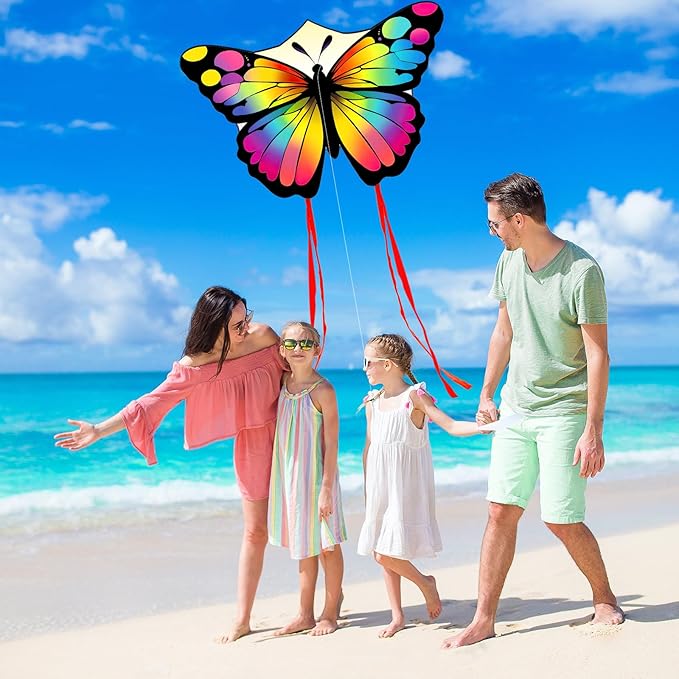 Colorful Butterfly Kites for Kids and Adults, Big Kids Kites Easy to Fly, Beach Kite for Adults,Perfect Family Kite for Parks and Outdoor Activities,50M String Handle Included,1 Pack
