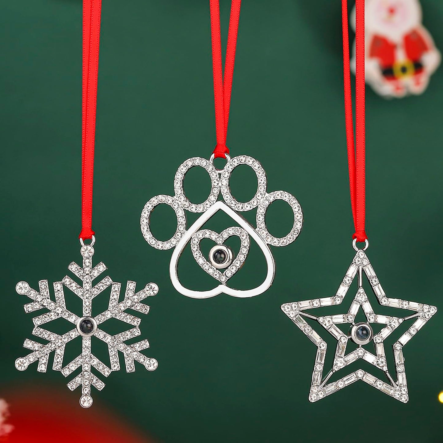 3PCS Christmas Tree Hanging Ornament Holiday Metal Xmas Tree Party Indoors Home Family Holiday Pet Party Tree Hanging Ornaments Decoration Keepsake Gifts (Multi 3)