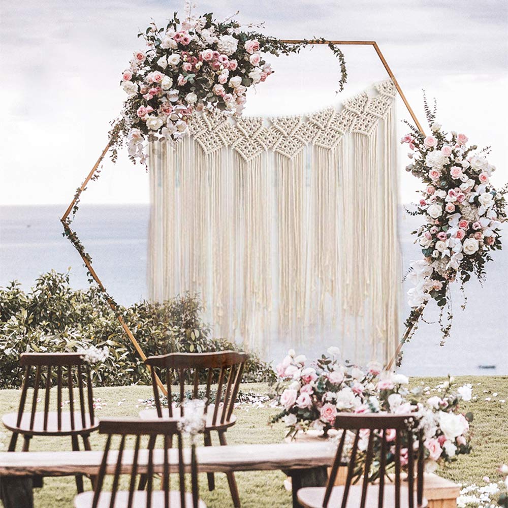 Gute Macrame Wall Hanging, Large Woven Wall Hangings, Boho Cotton Handmade Macrame Backdrop Wall Decor for Wedding Living Room Bedroom Gallery, 37"x 45"