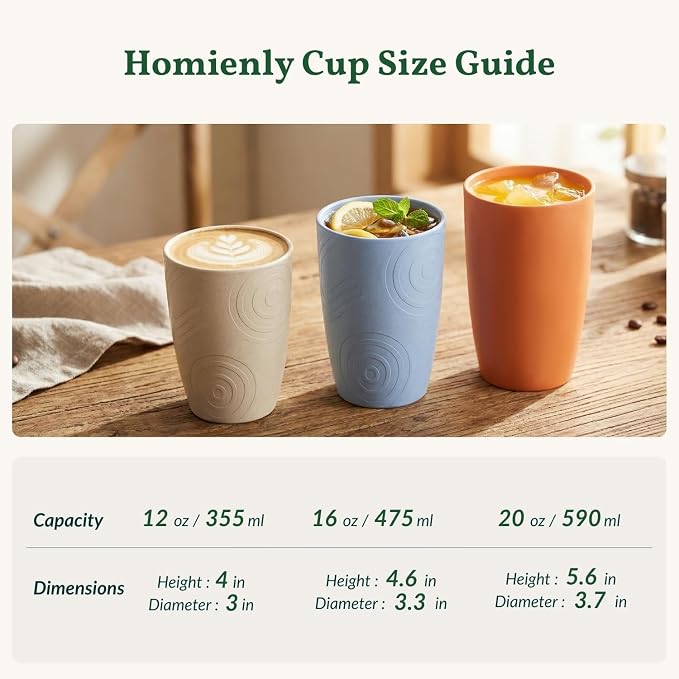 Homienly Unbreakable Plastic Cups Set Wheat Straw Cups 20 OZ Drinking Cups Reusable Camping Cups Stackable Tumblers Water Glasses Drinking Set Freezer Dishwasher Safe (6 PCS, Multi)