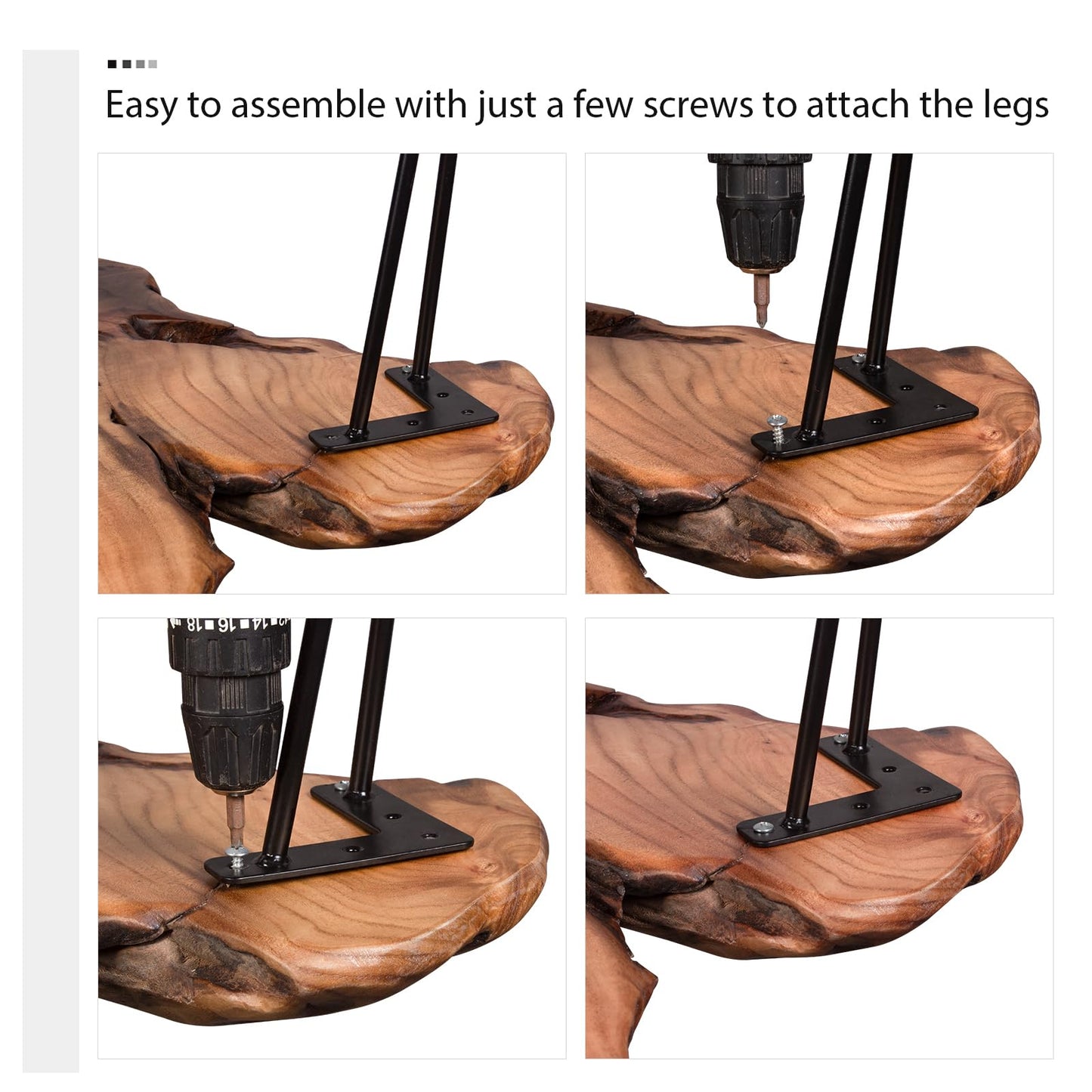 BTEOBFY 14" Live Edge Coffee Table - Handcrafted Solid Wood Side Table with Sturdy Metal Hairpin Legs - Unique Organic Shape End Table for Living Room & Small Spaces, Rustic Boho Decor