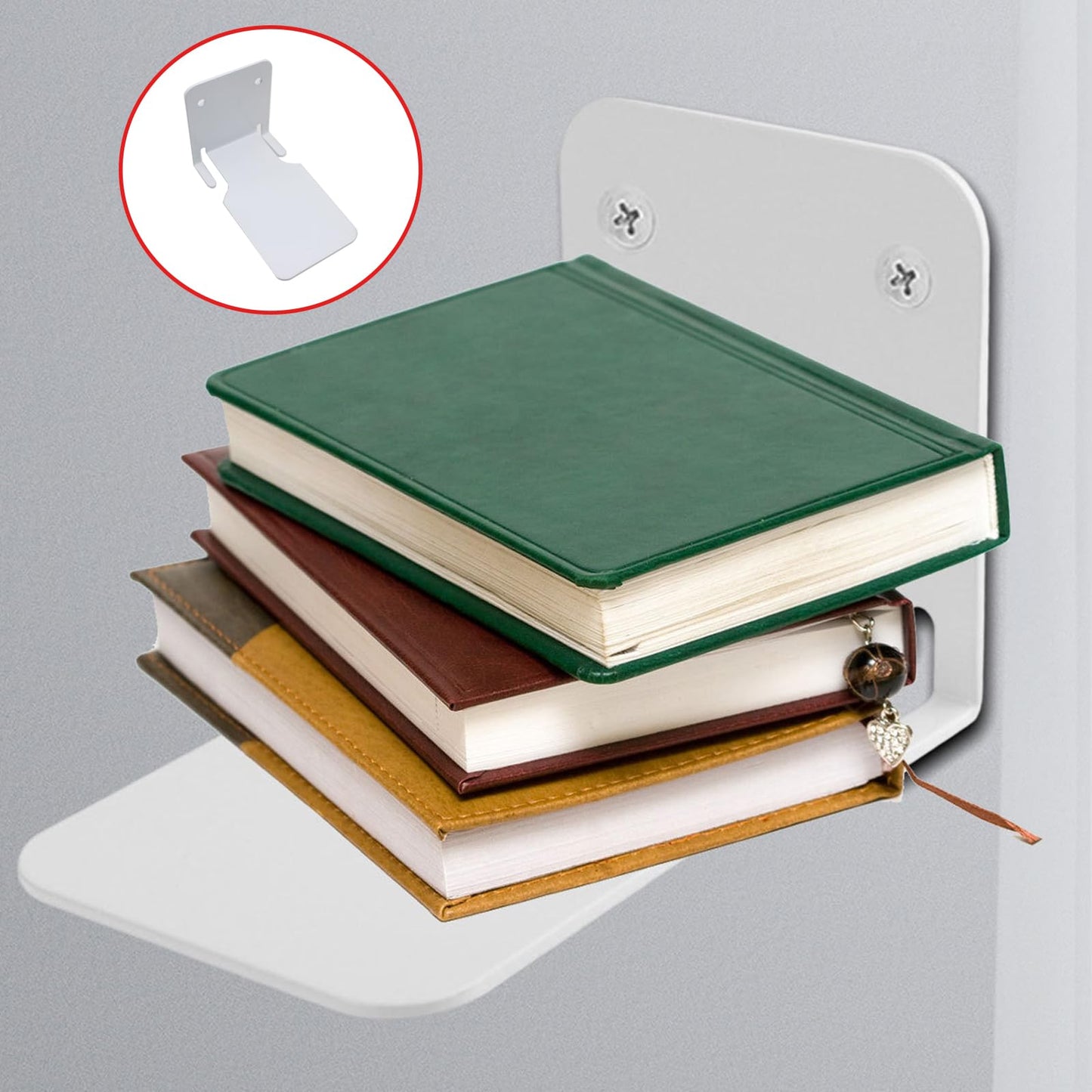 OZXNO 2 Pcs Invisible Floating Bookshelves Heavy Duty Floating Book Shelves for Wall Carbon Steel Hidden Bookshelf for Bedroom Living Room Office
