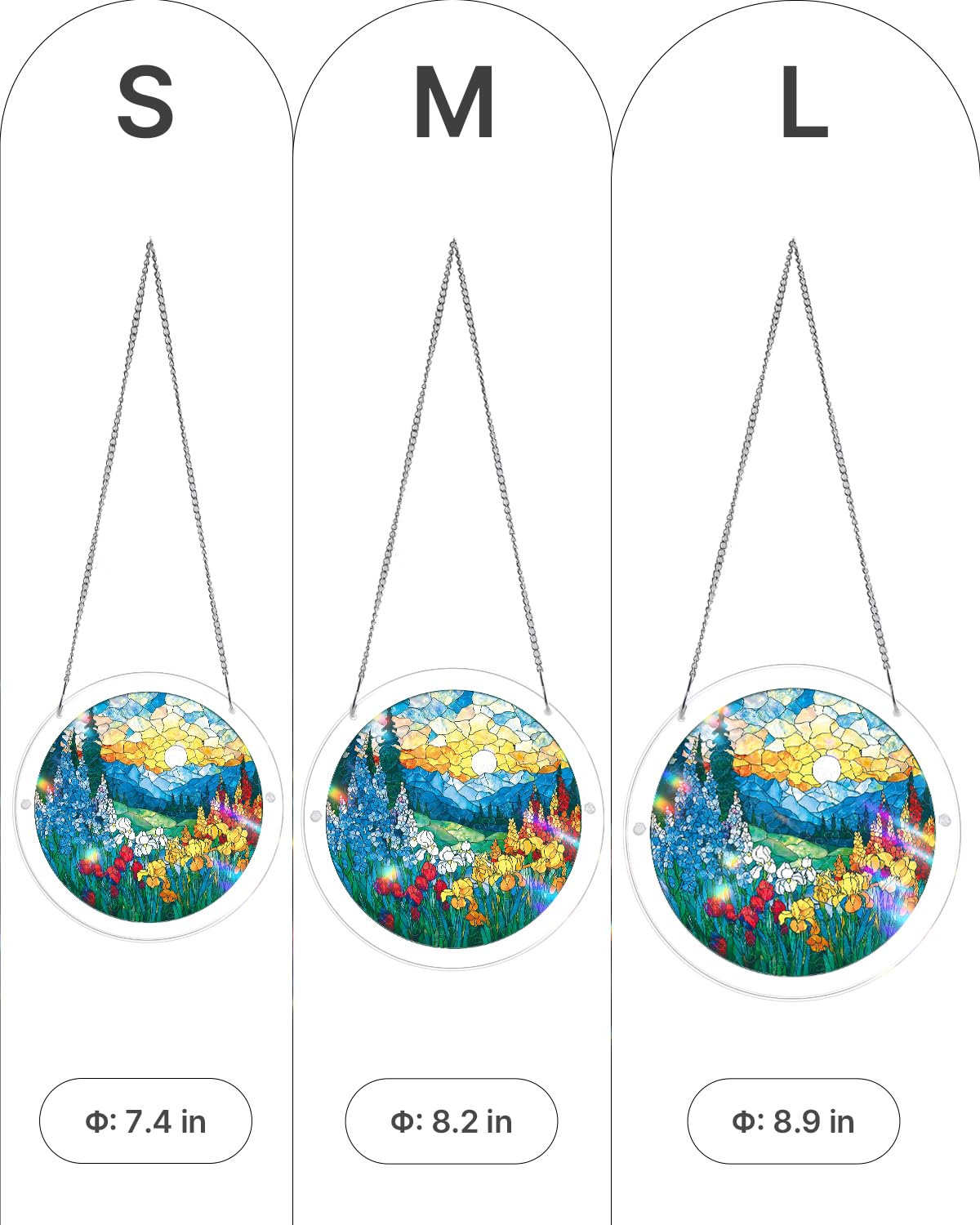 KaayeeWood 83 Pieces Acrylic Suncatcher Puzzle, Unique Dawn Blossom Sea Acrylic Sun Catcher Puzzle Kit for Doors Garden and Window Hanging, DIY Suncatcher Kits for Adults, 7.4 in