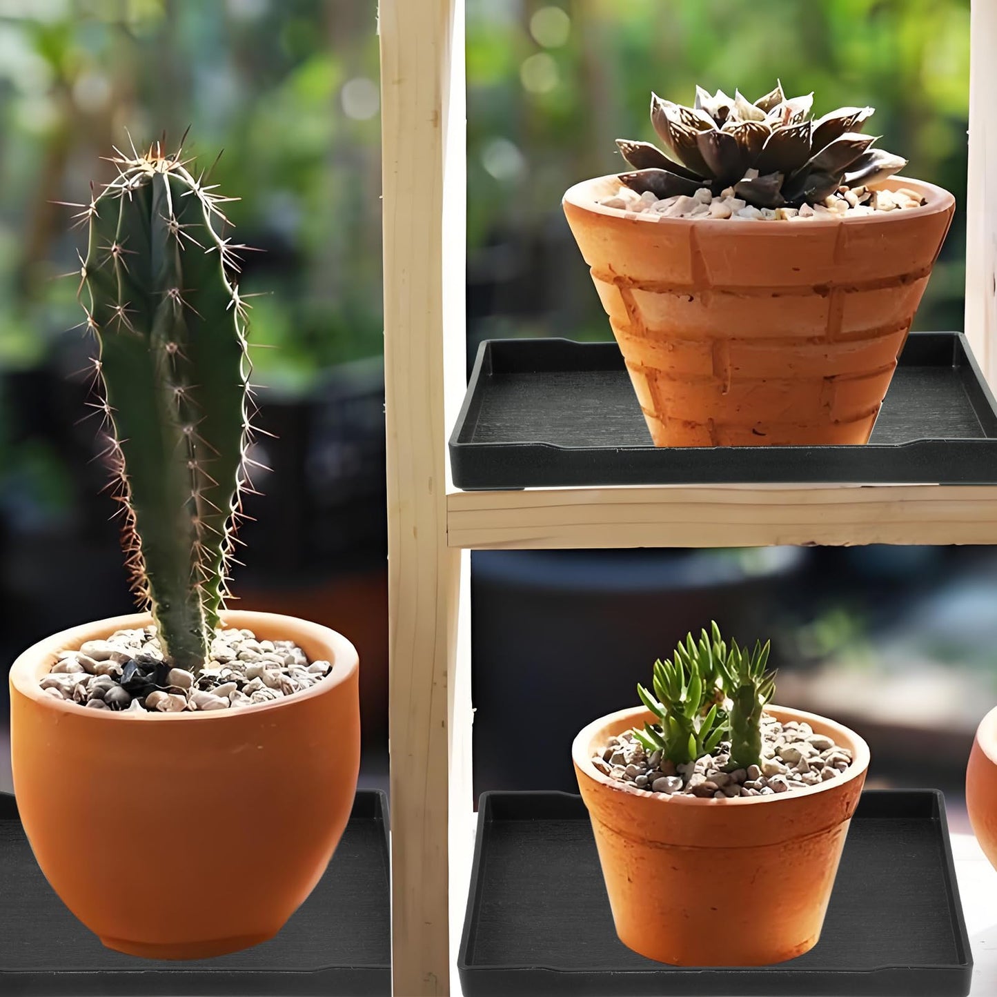 4 Pcs Bonsai Humidity Plant Tray Drip Trays, Plastic Plant Pots Saucers Drainage Trays Square Plants Water Catcher Tray for Indoors Outdoors Cactus Succulents Tree to Drain & Decorate (8.2" x 6.2")