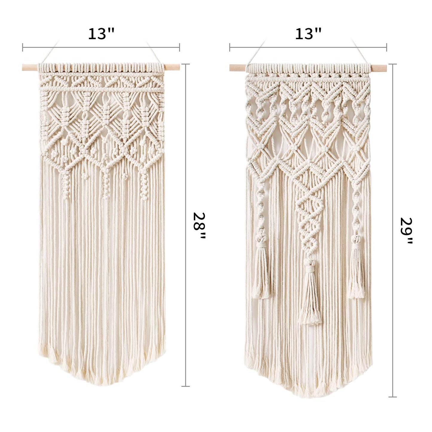 Mkono Macrame Storage Baskets and Macrame Macrame Woven Wall Hanging for Bedroom, Living Room, Nursery, Dorm, Teen Girl Gifts, Set of 3