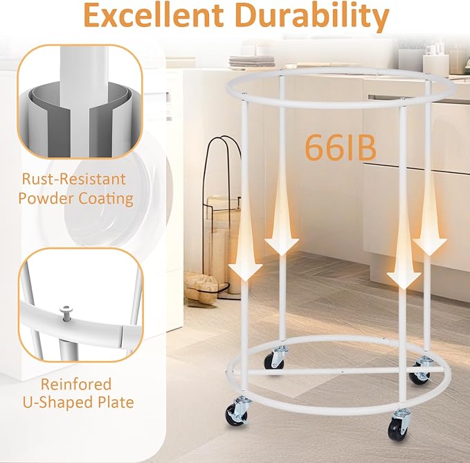 150L Large Capacity Rolling Laundry Basket Hamper with Wheels, Clothes hamper and Removable Bag for Home, Laundry Room, Bedroom, Bathroom, Apartment, Dorm