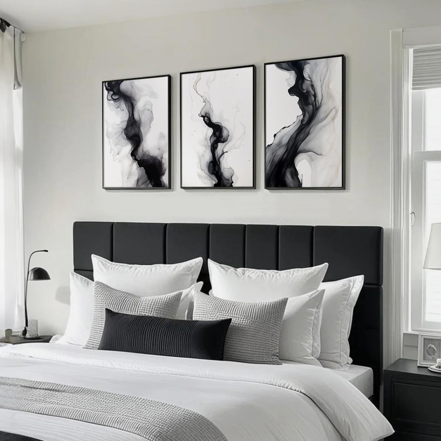 Black White Abstract Wall Art Decor Gray Modern Wall Art Minimalist Canvas Painting Black White Grey Pictures Poster Abstract Prints Artwork for Living Room Bedroom 12x16 Set of 3 Inch Unframed