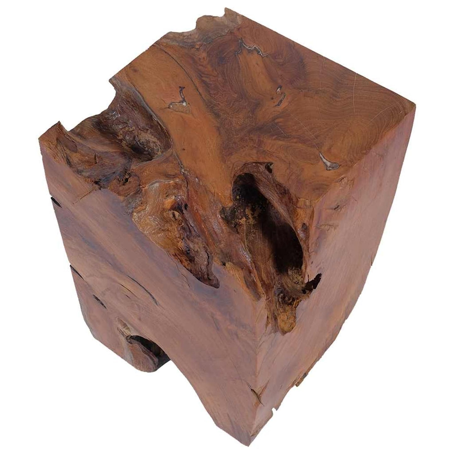 Gecheer Rustic Teak Wooden Stool, Handmade Retro Style Footrest, Side Table for Home Decor 30 x 30 x 40 cm