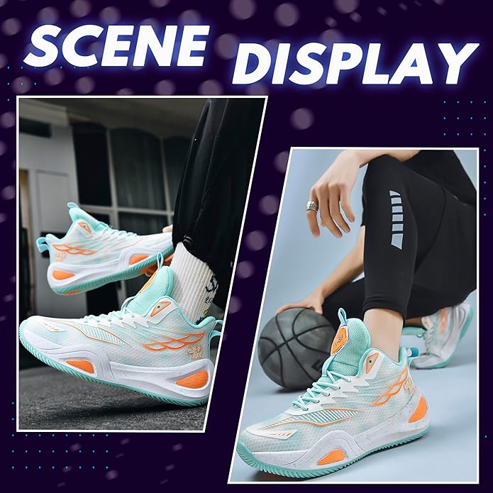 CJSPORX Women Men Basketball Shoes Breathable Men Non Slip Outdoor Fashion Unisex Sneakers
