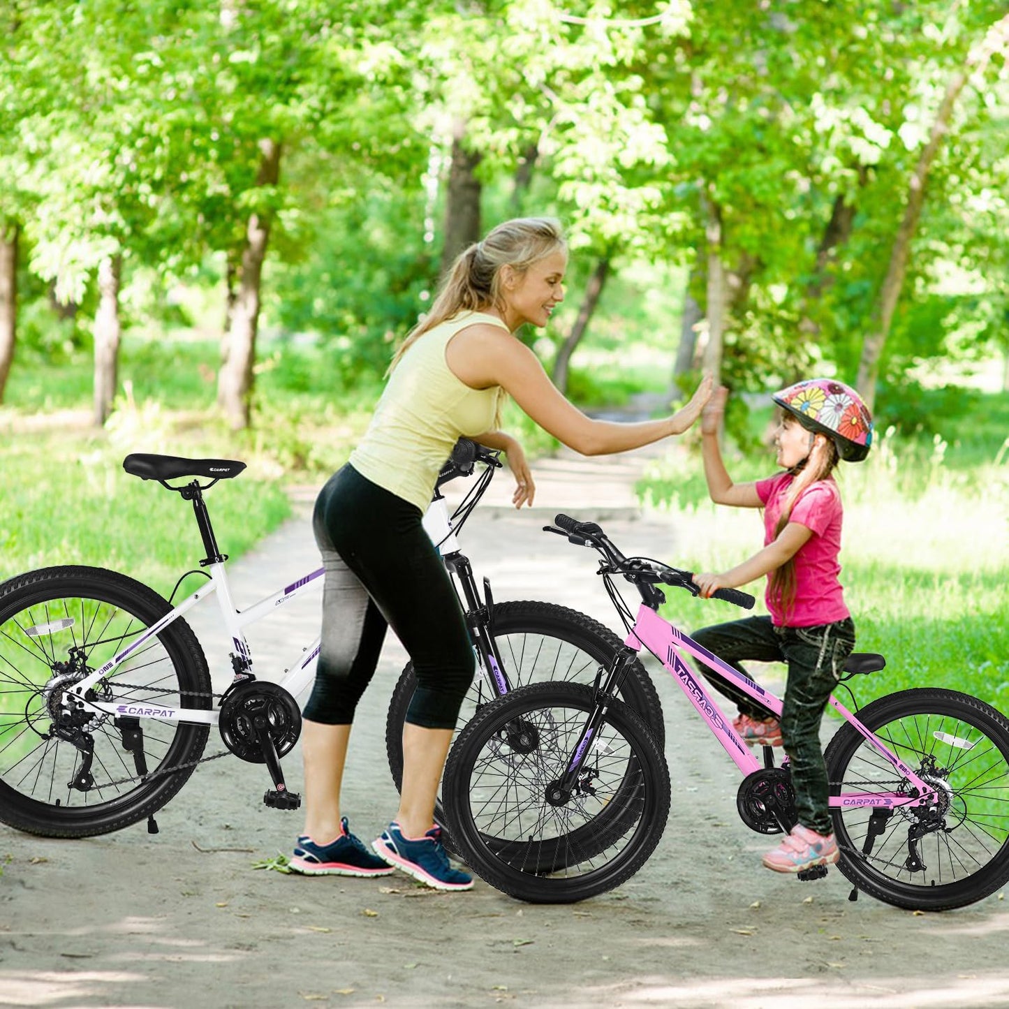 Ecarpat Women's Mountain Bike 24/26 Inch Wheels, 21-Speed Trail Commuter City Mountain Bikes, 15"/17" Carbon Steel Frame Female Bicycles Disc Brakes Front Fork