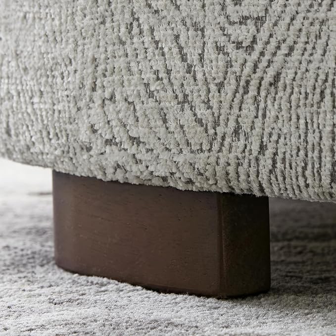 Zihanhome 30 Inch Round Storage Ottoman, Ottoman Coffee Table with Lift Off Lid, Boucle Modern Ottomans with Storage for Living Room, Bedroom, Apartments (White and Gray Striped)