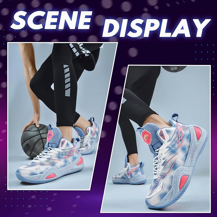 CJSPORX Women Men Basketball Shoes Breathable Men Non Slip Outdoor Fashion Unisex Sneakers