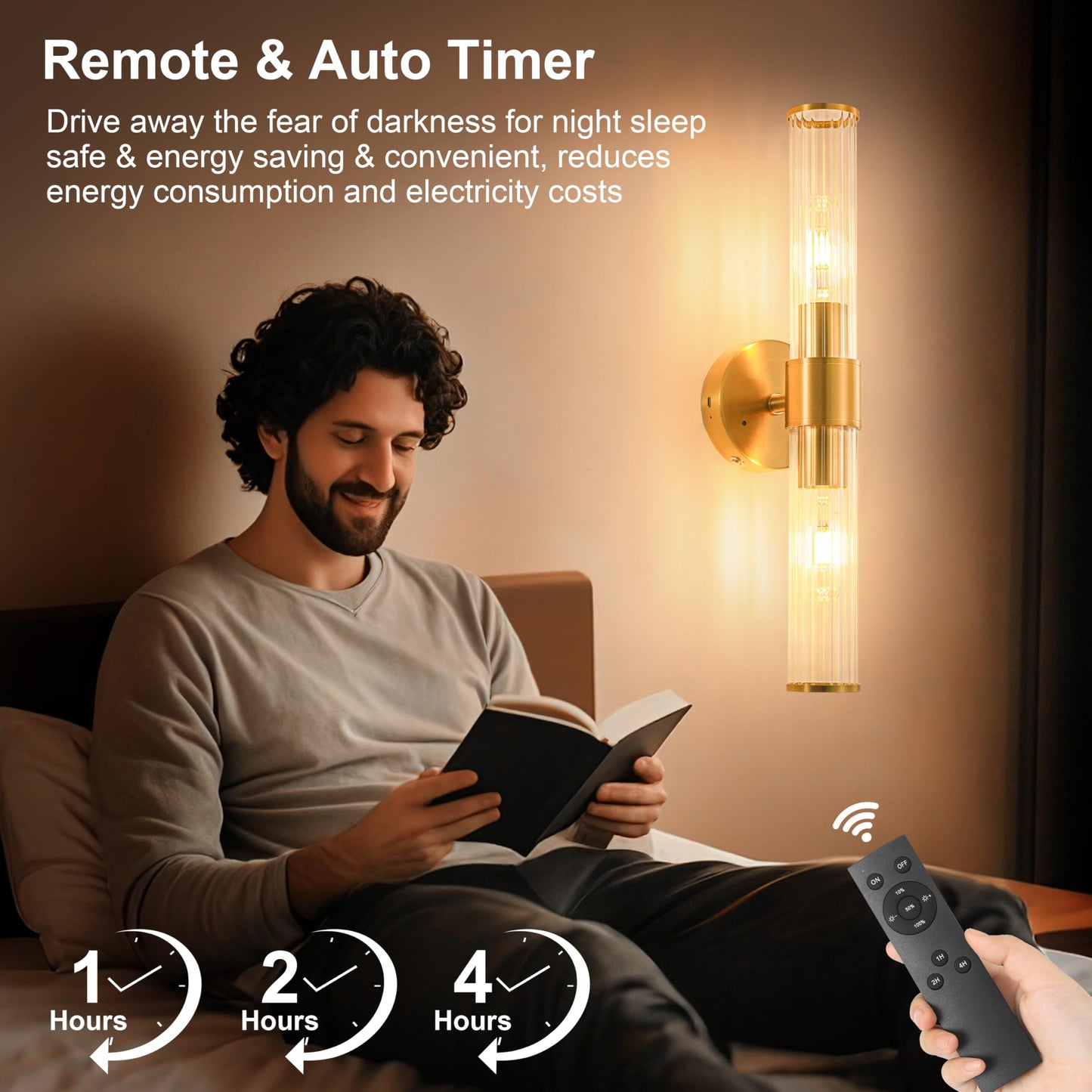Morauroral Gold Battery Operated Wall Sconces Set of Two, Rechargeable Wall Sconce with Dimmable Remote Control, 20 Inch Wireless Sconce Wall Light for Bedroom, Living Room (Bulbs Included)