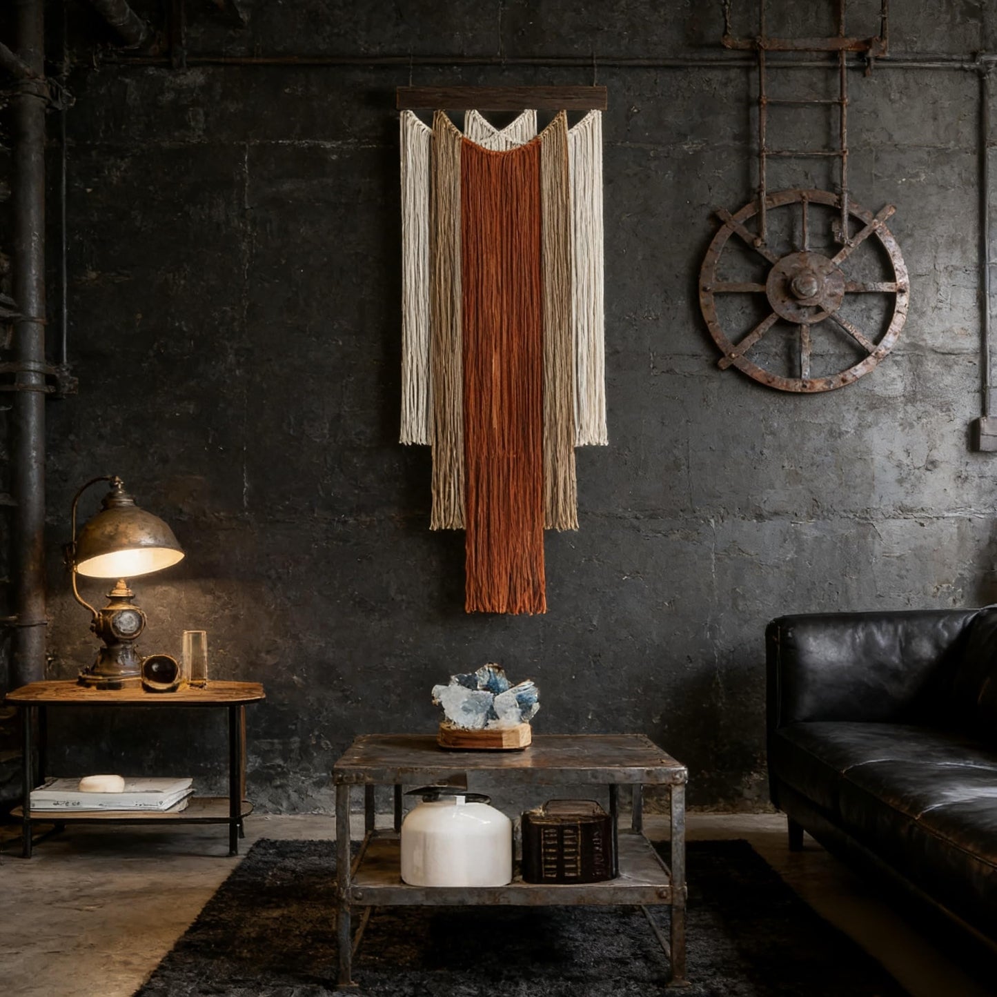 M MANUAL Macrame Wall Hanging 15.7x47.2Inch Fiber Handmade Macrame Wall Hanging Bohemian Yarn Tapestry Living Room Bedroom Modern Home Decor For Boho Home Decoration (B)