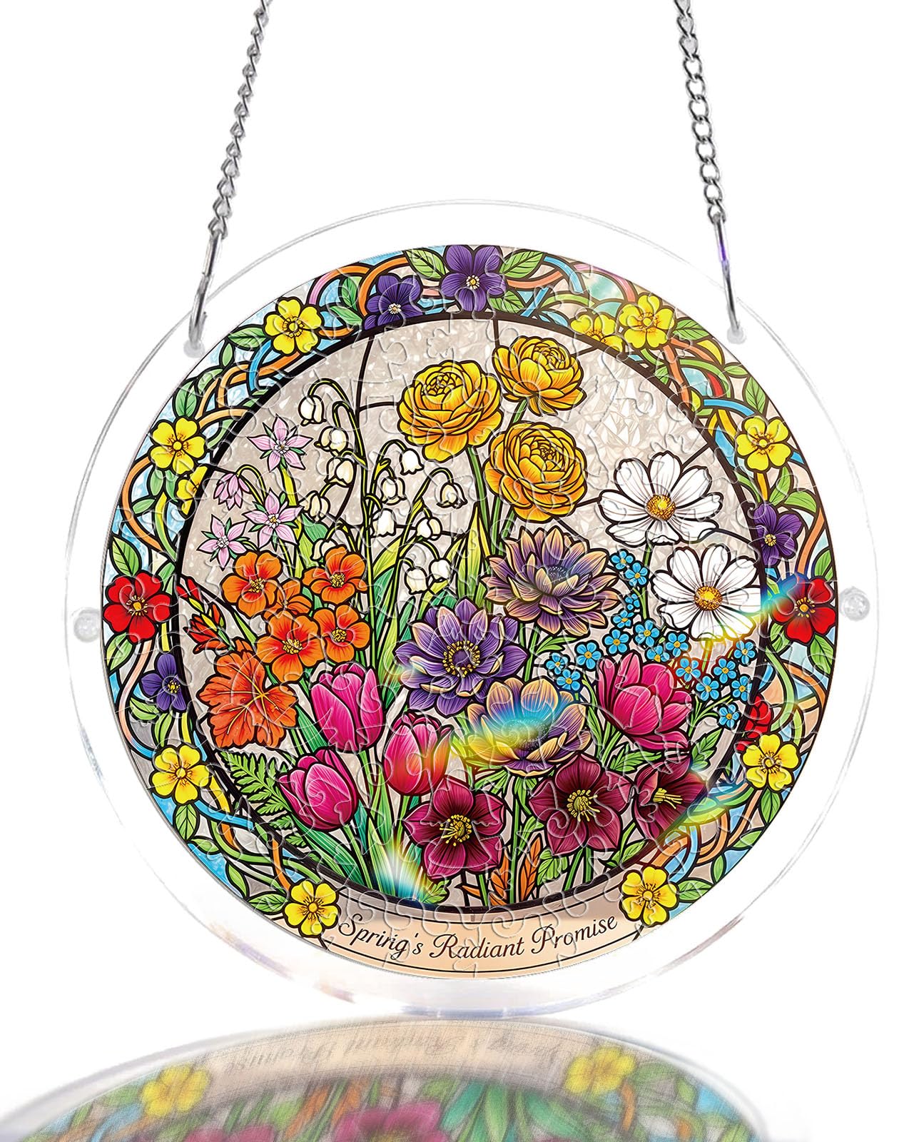 Acrylic Jigsaw Puzzle Suncatcher, 83 Pcs Suncatchers for Windows Hanging, Acrylic Suncatcher Puzzle Kit for Adults, Unique Mothers Day Birthday Gift for Mom Grandma(Blossom Sea-S)
